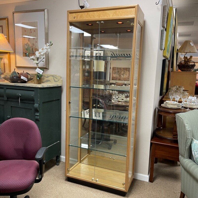 Vintage Henredon Lighted Mirrored Display Cabinet, Size: 32x15x82