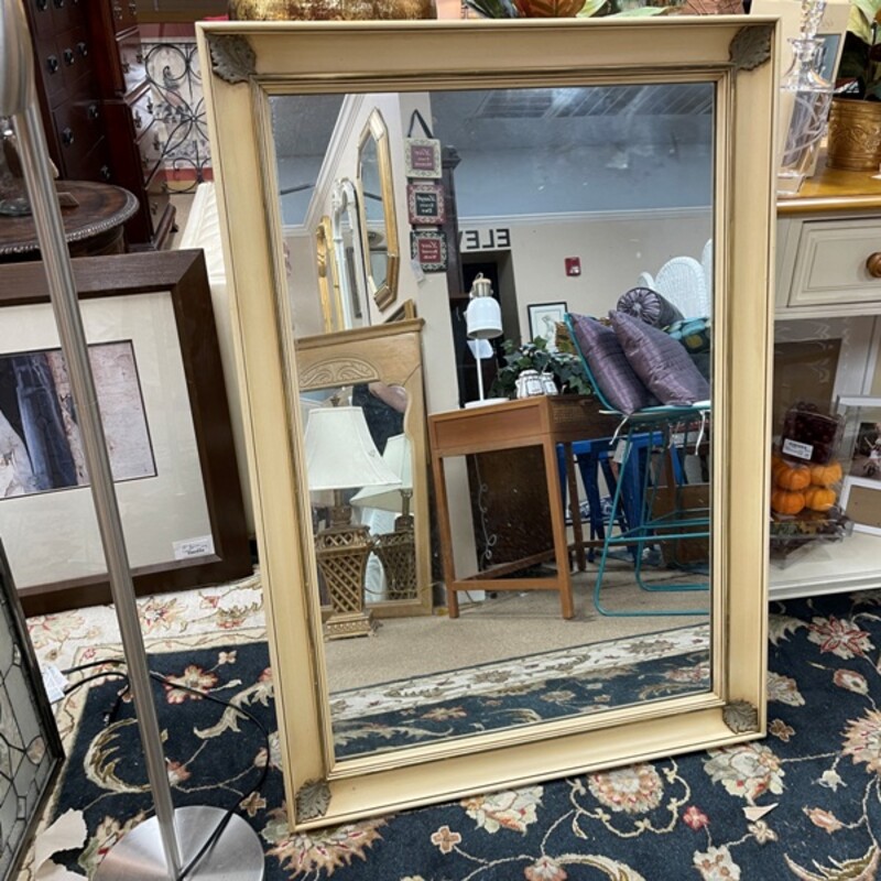 Vintage Cream Mirror, Size: 34x48