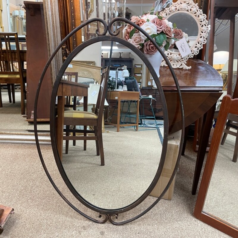 Oval Iron Framed Mirror
