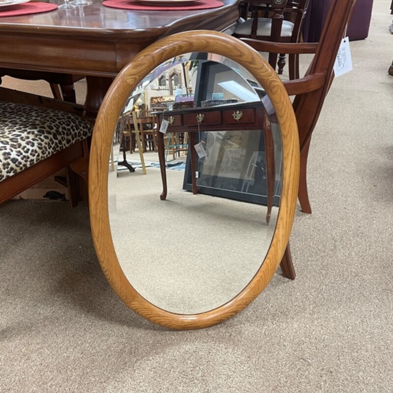Oval Oak Framed Mirror