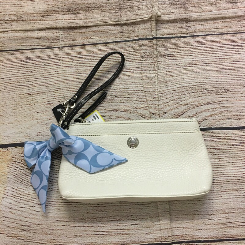 Coach Wristlet, Cream with blue coach bow on the side, Size: None