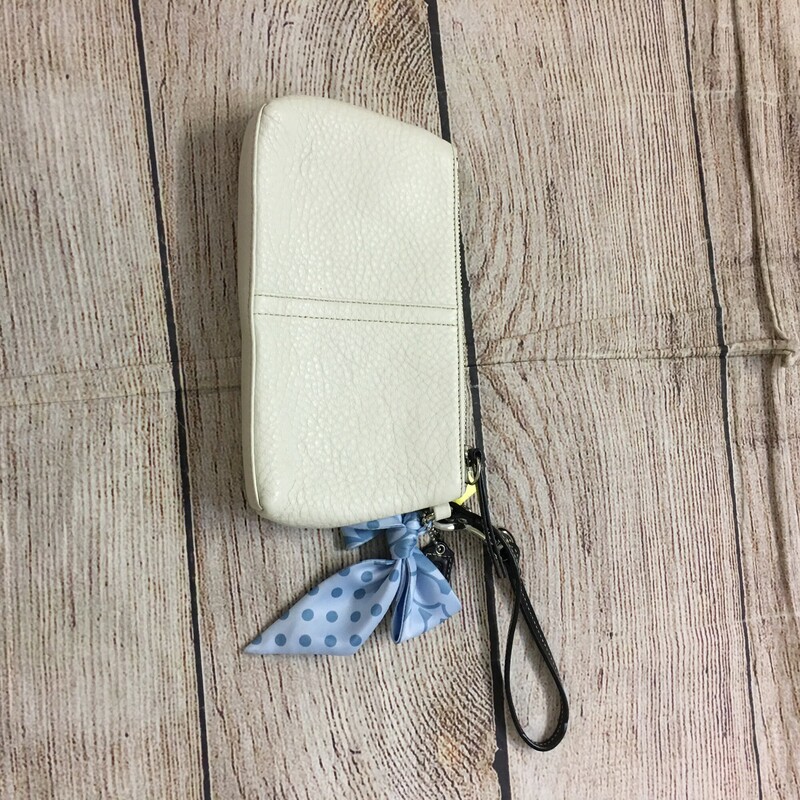 Coach Wristlet, Cream with blue coach bow on the side, Size: None