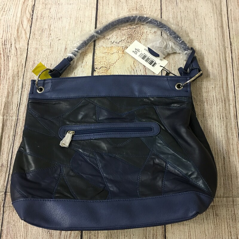 New Leather Purse, Navy Black Patch Work , Size: None