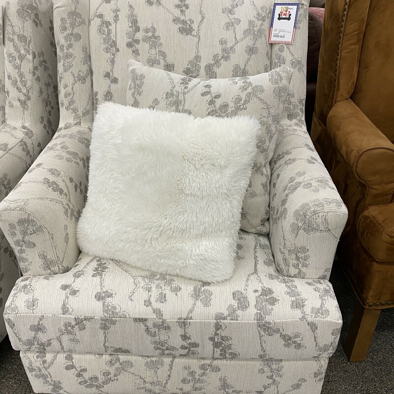 White Patterned Wingback