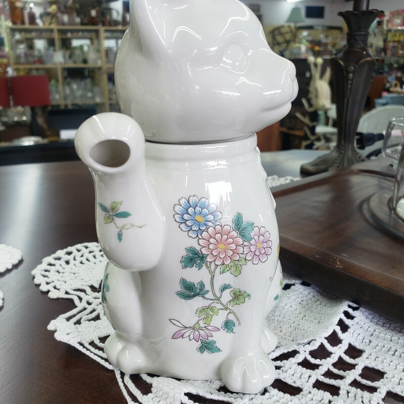 Cho Cho Cat Tea Pot, Floral, Size: 7 in.