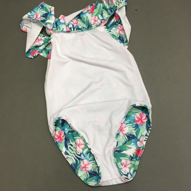 Tommy Bahama 1-piece, Floral, Girls Size: 16<br />
100% Polyester<br />
Pull On closure; Hand Wash Only<br />
This one-piece swimsuit bathing suit from Tommy Bahama is perfect for the pool, the beach, or a day in the sun. Fully  Lined and UPF 50<br />
Ruffle on top<br />
Weave type: Knit  VERY SOFT MATERIAL<br />
Very good condition<br />
5.4 oz