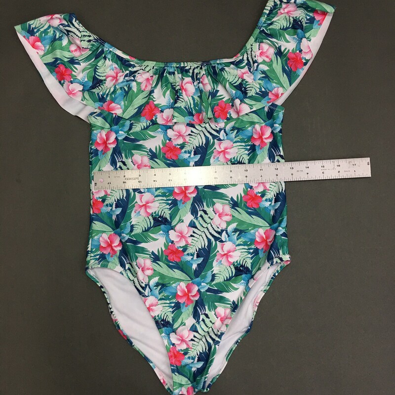 Tommy Bahama 1-piece, Floral, Girls Size: 16
100% Polyester
Pull On closure; Hand Wash Only
This one-piece swimsuit bathing suit from Tommy Bahama is perfect for the pool, the beach, or a day in the sun. Fully  Lined and UPF 50
Ruffle on top
Weave type: Knit  VERY SOFT MATERIAL
Very good condition
5.4 oz