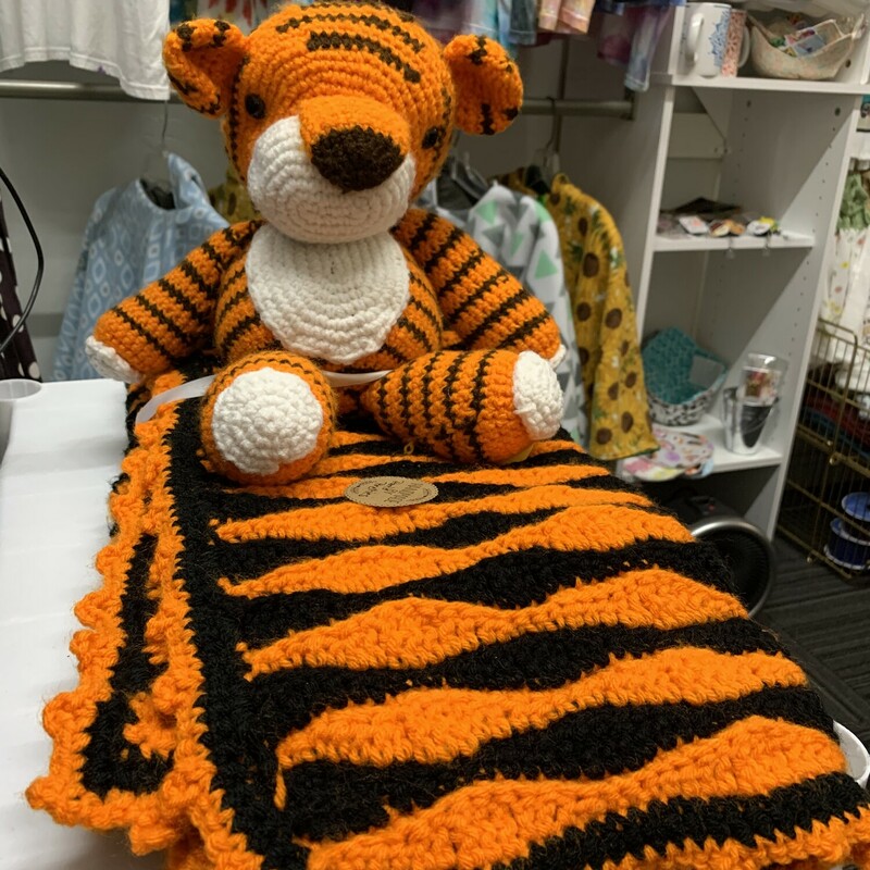 Tiger Toddler Afghan, Orange & Black