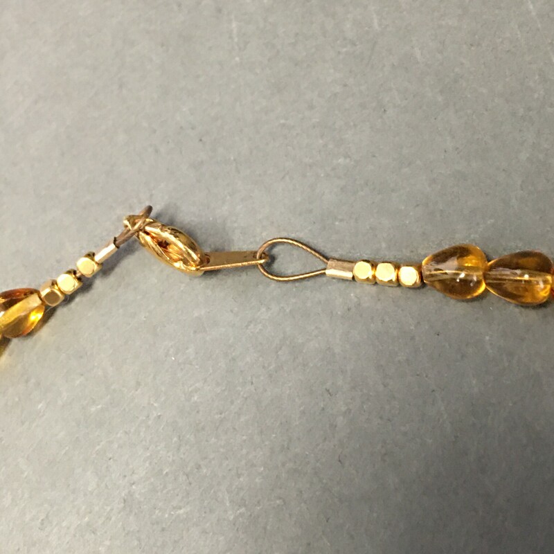 Enamel,Amber Glass, Ochre, Size: Necklace
 Necklace. Enamel focus beads, Amber
glass, and gold beads. $60.00
Hand made by Eileen Settle