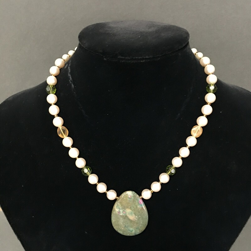 Zoisite Ruby Pearls, Multi, Size: Necklace
Necklace 18\"
Zoisite Ruby pendant, Pearls, Swarovski
Olivine crystals and yellow glass beads.
$45.00
Handmade by Eileen Settle