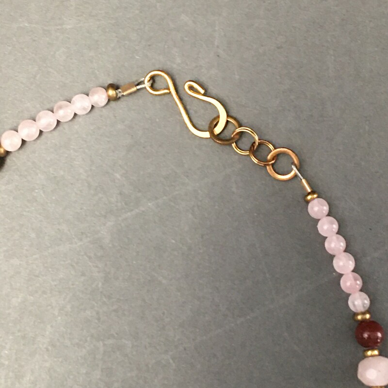 Rose Quartz Jasper, Rose, Size: Sets
Necklace 18\"-22\" drop pierced Earrings
Rose quartz pendant, brown Jasper and
Rose quartz stones. Sold as set $49.00
Handmade by Eileen Settle