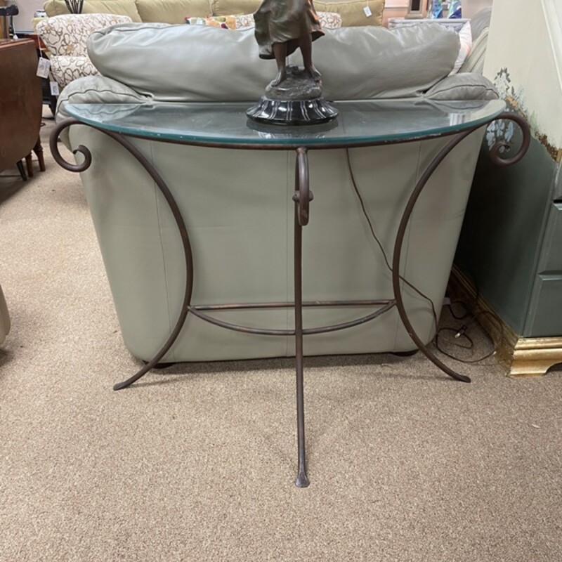 Glass Top Metal Console Table, Size: 43x17x29