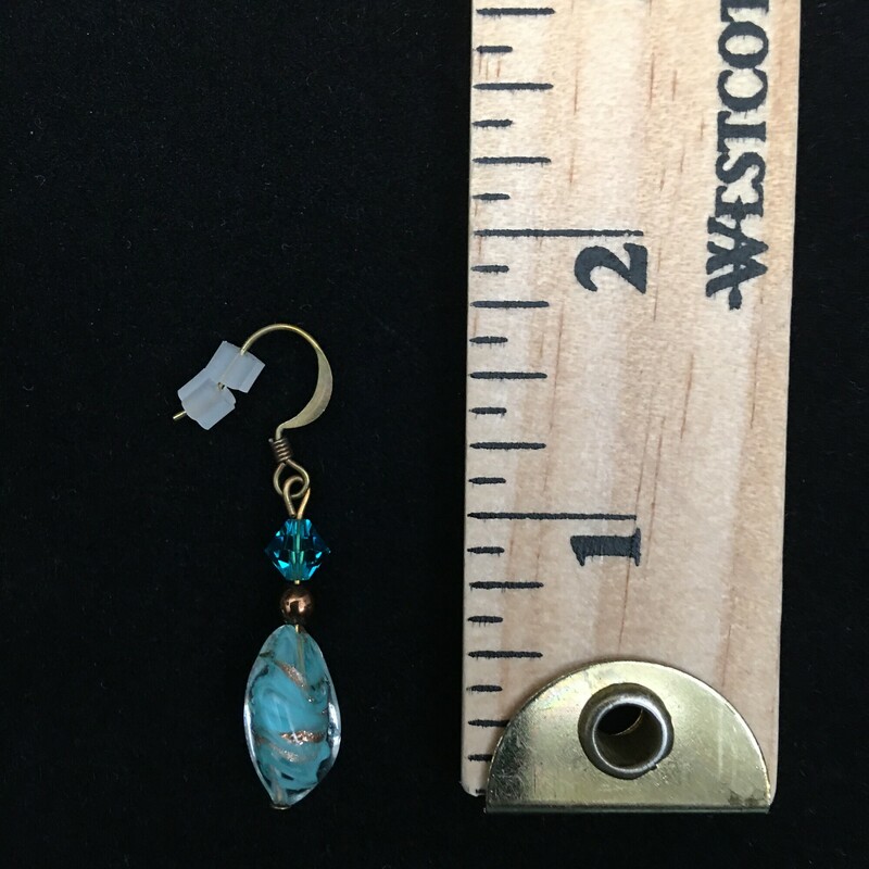 Swarovski Corning Glass, Aqua, Size: Sets<br />
earrings nad necklace, Swarovski crystal and Corning blown glass beads, sold as set.<br />
Handmade by Eileen Settle