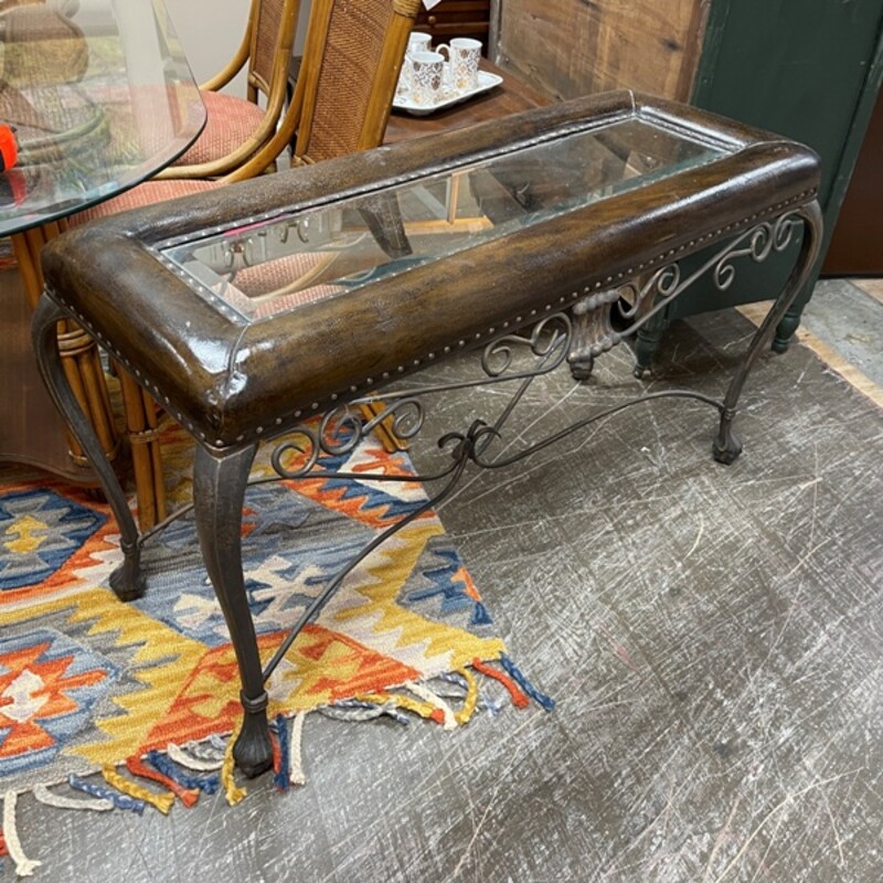 Glass Top Console Table, Size: 48x18x28 (see photo for condition info)