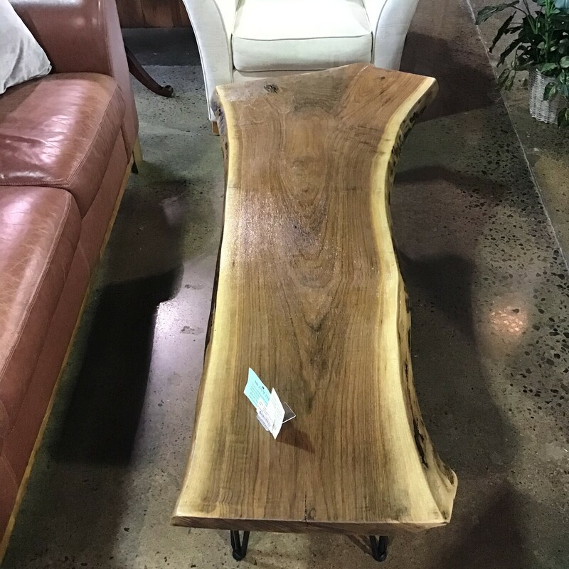Solid Walnut Slab CoffeeTable
Black iron legs
Amazing one of a kind piece
Made by our Local Artist

Dimensions: 64.5 x 28 x 19