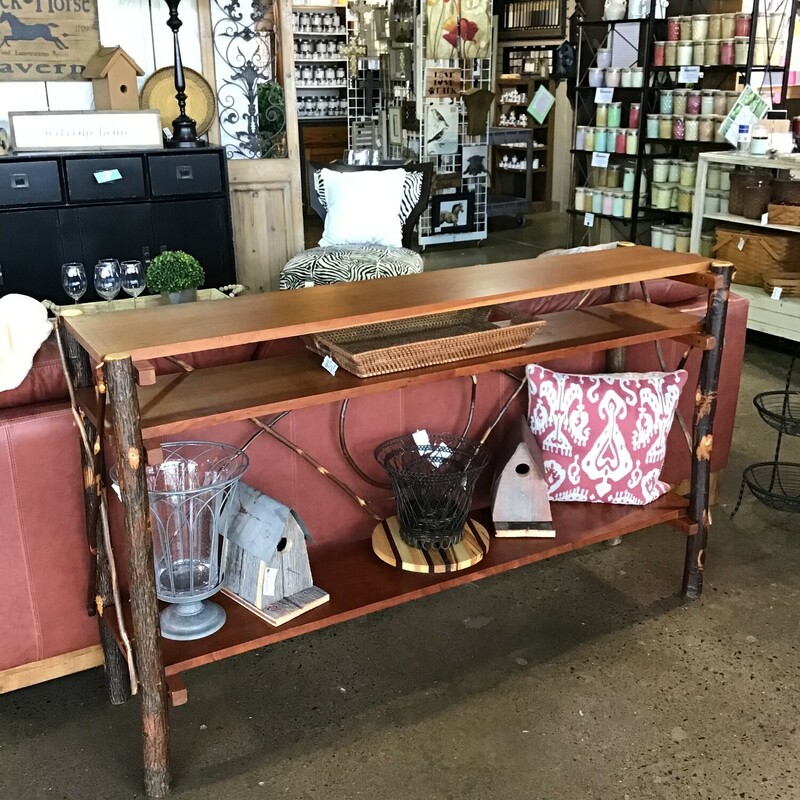 Bentwood Sofa Table
Three shelves for displaying decor
Twig criss cross on sides
Sturdy construction
Dimension:   60x15x36