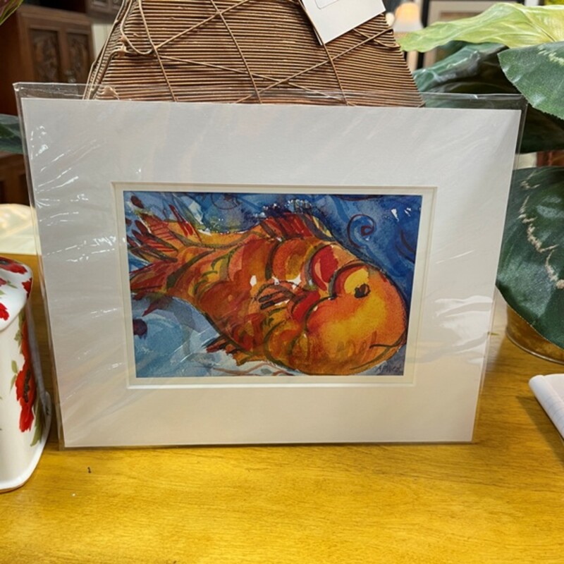 Fish Painting by Local Artist Anne Powers West, Size: 10x8