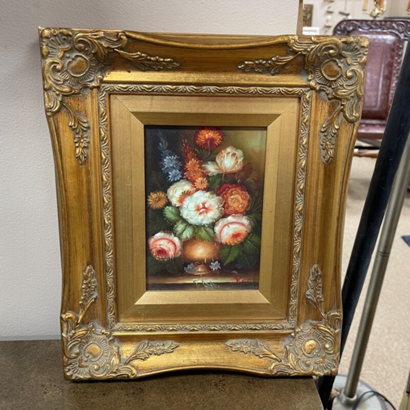 Flowers In Gold Frame, Size: 11x13
