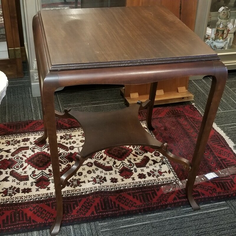 Mahogany lamp table. 26in x 26in top 30in high.