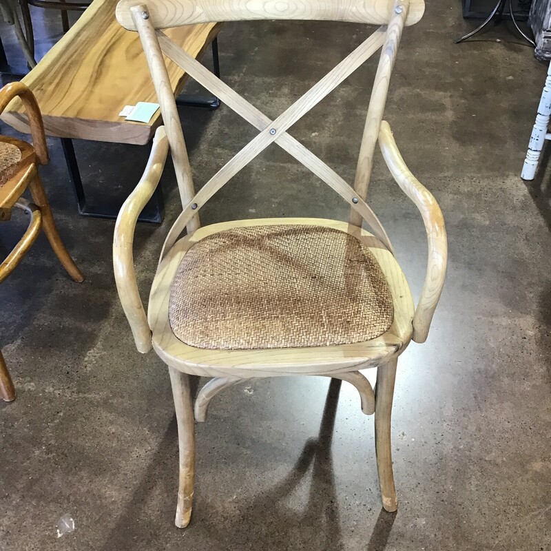 Arhaus Cadence Collection evokes the spirit of a classic French bistro. Rustic in nature with a sophistication all their own, this dining chair was constructed with comfortable, woven rattan seats paired with stylish X backs.  This chair is priced $40 lower than the others because their are some gnaw marks on the bottom of the legs from a hungry puppy!

Dimensions:  20 x 22 x 35

Matches# 148526, 148527, 148528.