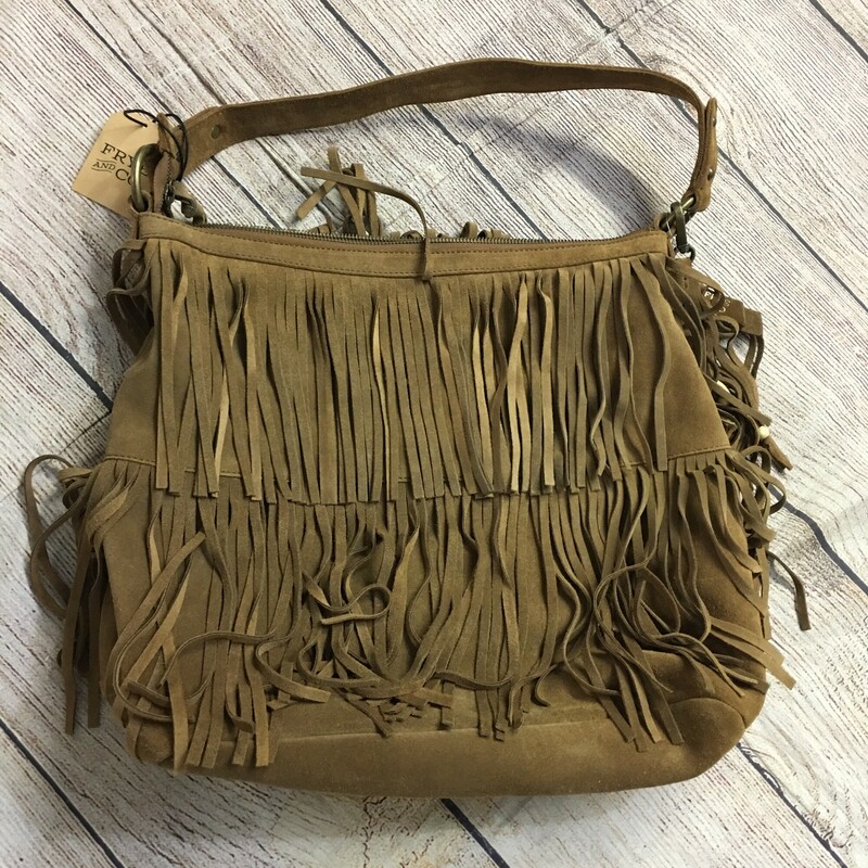 New with tags Frye Purse, Brown suede, tons of fringe all around purse, very spacious inside with zipper pocket and 2 additional pockets.  Zip closure.