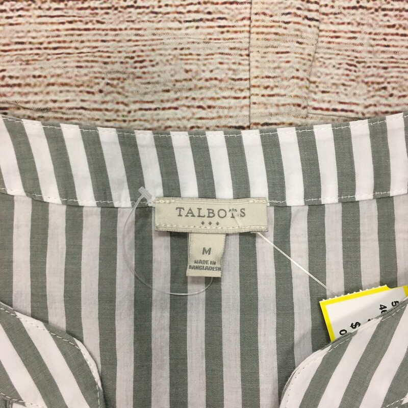 Talbots gray & white striped top with lace up detail in the front<br />
Size Medium