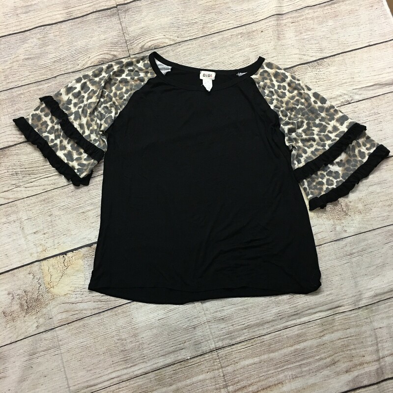 Top, Animal print on ruffled bell sleeve, Size: XL