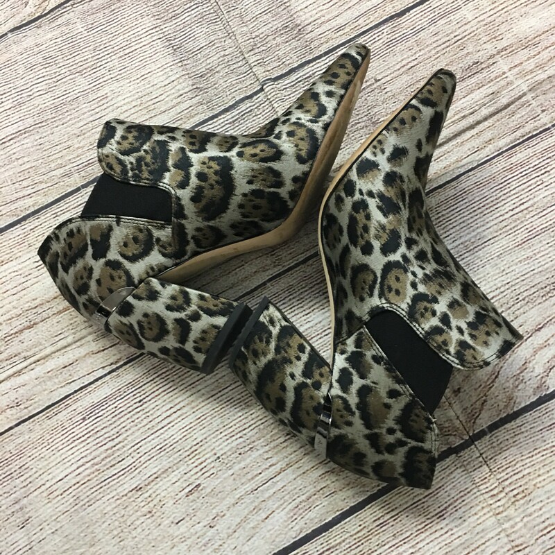 Melani Bootie slip on, Chunky heel, Brown/silver, Size: 8.5