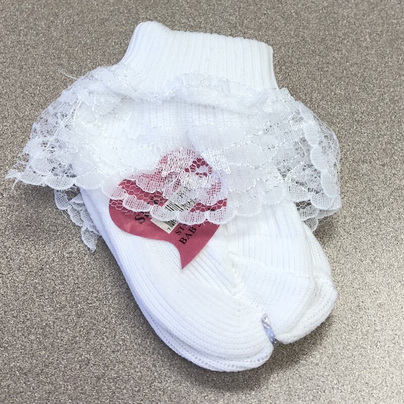 Ruffled Socks, White, Size: 0-12M
New.