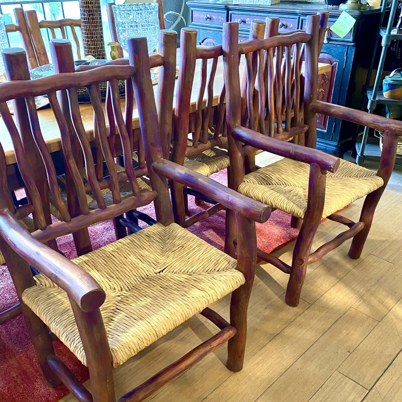 Dining Table, 8 Side Chairs,2 Armchairs,  2-12\" Leaves, Rustic, 13 Pcs<br />
<br />
Without leaves, table is 8' long, with 2 leaves extends to<br />
12'.