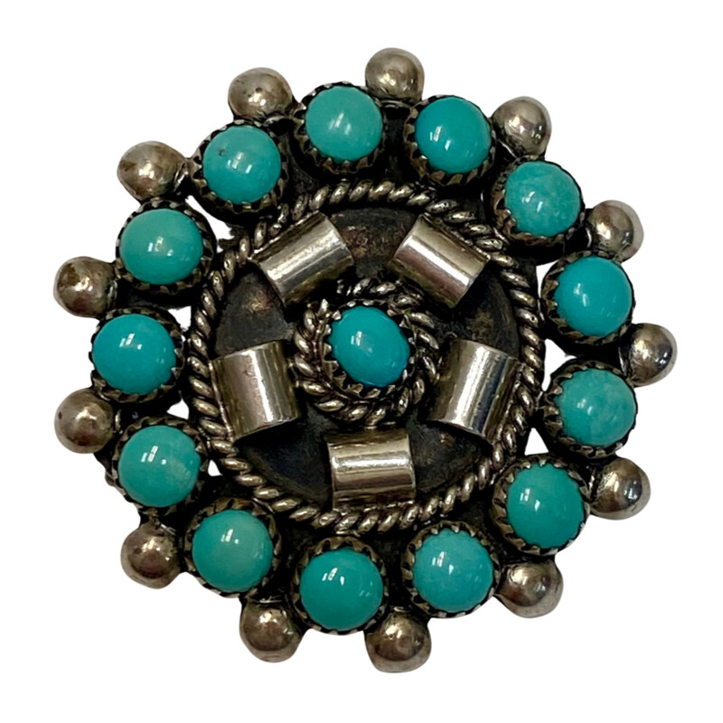 .925 Zuni VR Turquoise Pendant or Brooch
PettiPoint
Made by the Zuni Native Americans in New Mexico