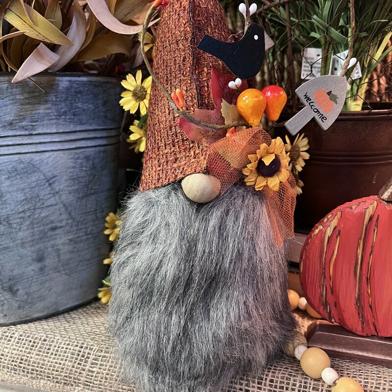 These adorable fall gnomes are perfect for filling table space and making your home comfy and cozy! This cutie is available in a burnt orange or a cozy cream!<br />
Each Gnome stands 12 inches tall