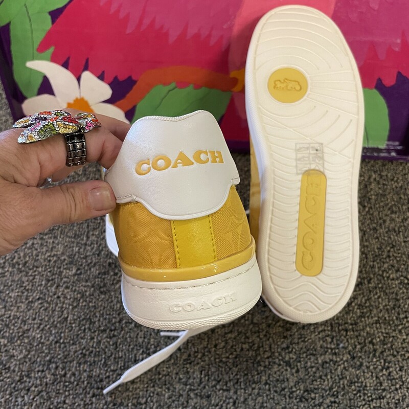 Coach Mens New Signature Sneaker, Mustard, Size: 11.5D.  Can be unisex.  Great color.