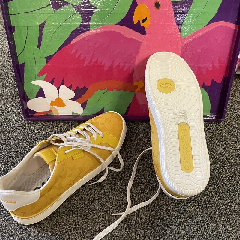 Coach Mens New Signature Sneaker, Mustard, Size: 11.5D.  Can be unisex.  Great color.