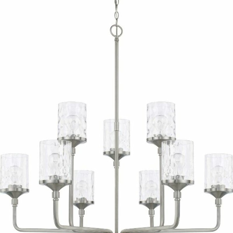 HomePlace Lighting Colton Urban/Industrial 9-Light Brushed Nickel Chandelier, Size: 38x40