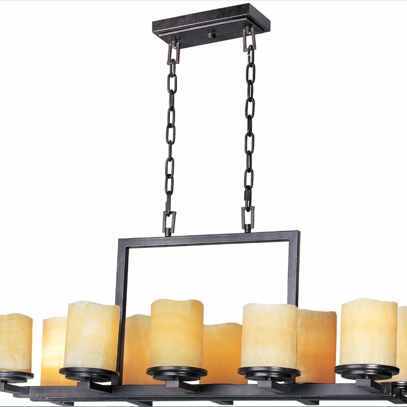 Maxim Linear Chandelier With Stone Candle Shades
Dark Brown with Creme Stone Candle Shades
Size: 37x17x17H Fixture+Chain
10 Bulbs Total Max Wattage 600 Watts
Retail $1100+