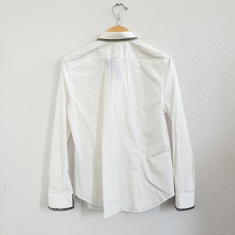 Ralph Lauren Black Label, White, Size: 14
Silver beading on collar