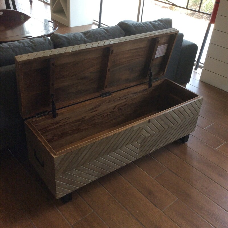 This is a beautiful, hand carved, gray distressed , mango wood Hope Chest.