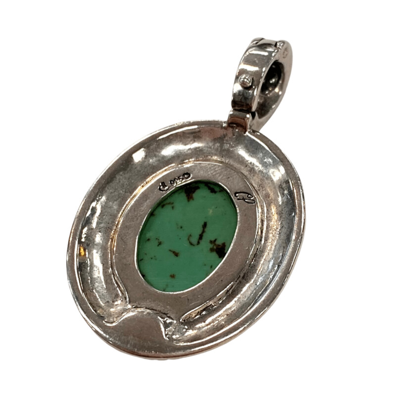 Vintage Carolyn Pollack Pendant<br />
.925 Sterling and Turquoise<br />
Size: 1.8 inches