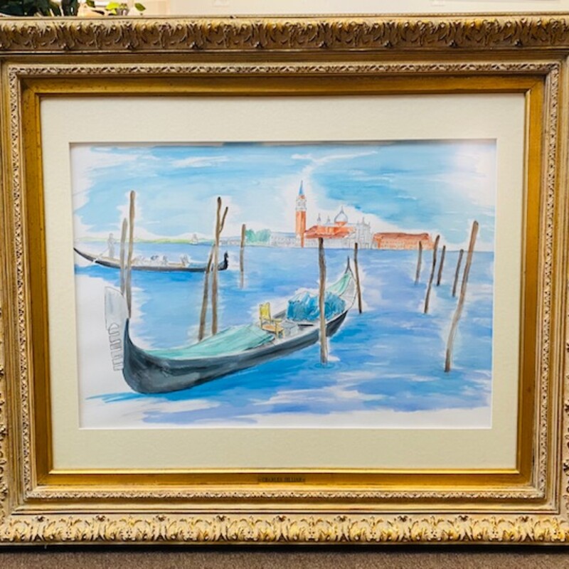 Venice Watercolor Artwork with Ornate Frame
Blue Cream Brown Red Size: 32 x 32.5H
Artist Charles Hilliar
Retails: $1200.00