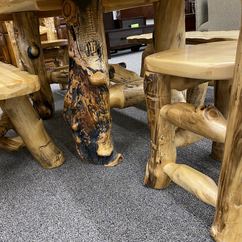 Log Table with 2 Chairs and 2 Benches