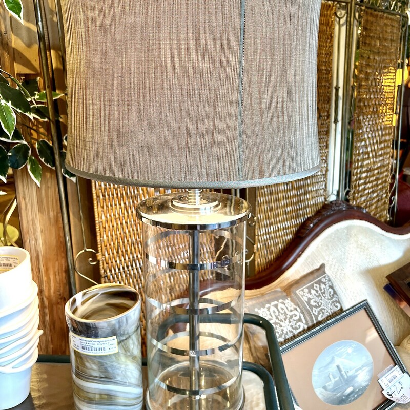 Lamp Chrome And Glass, Size: 28\" Tall