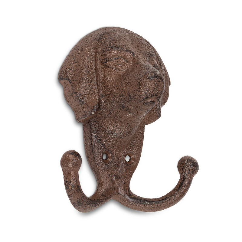 Double Dog Hook, Bronze, Size: 5 inches high made of heavy iron for indoor or outdoor use!