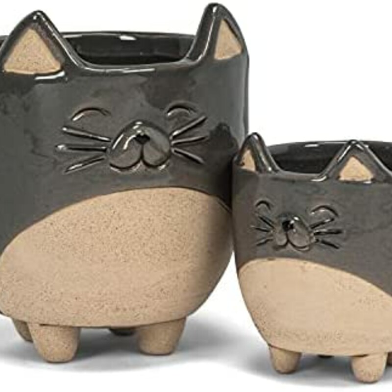 This unique cat-shaped waterproof planter sitting on four legs combines unglazed elements with reactive-glazed accents for a stylish, artisanal look.<br />
<br />
Give your favourite cactus or succulent a charming new home with this adorable Small Cat on Legs Planter<br />
<br />
Measures 3 inches high<br />
Crafted out of ceramic