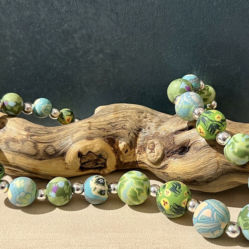 Green clay beads necklace