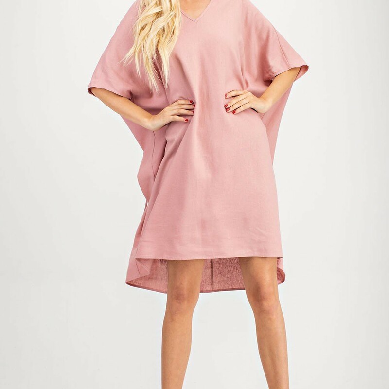 V Neck
Poncho Style Dress with Drawstring
Detailing on the back
Loose Fit - Easy to Pullover Dress
Made in the U.S.A