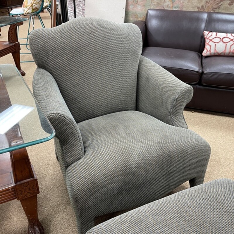 Accent Chair W/Ottoman, Size: 36 Wide