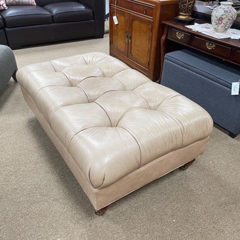 Leather Tufted Ottoman/Coffee Table, Size: 50x30x19