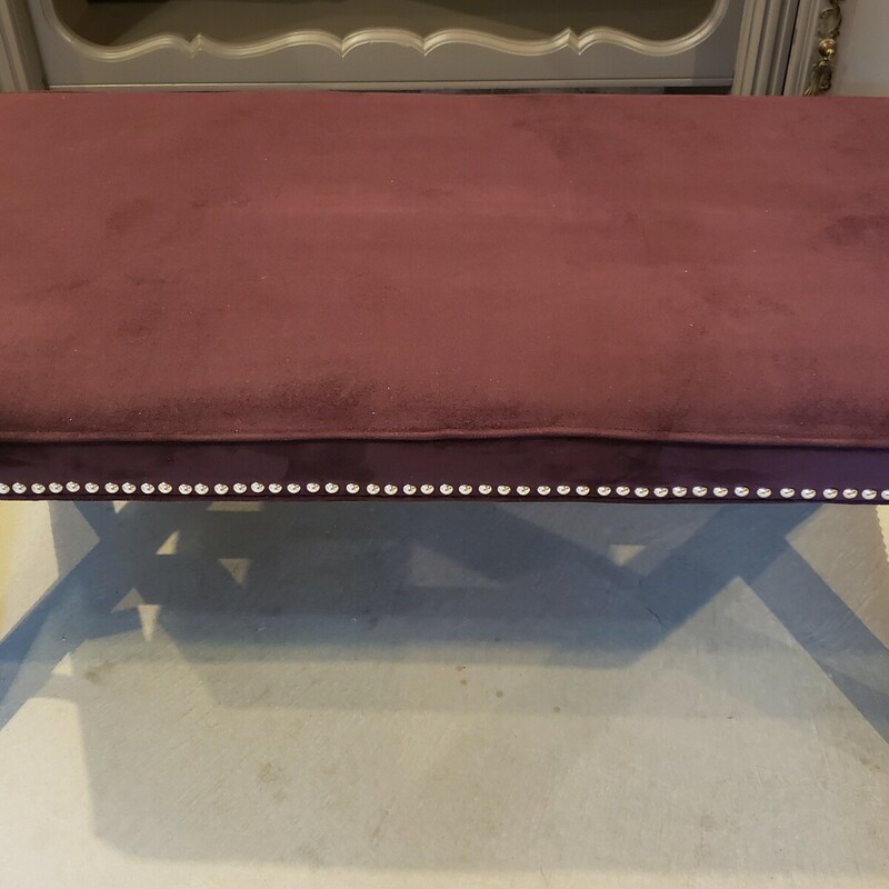 Velour Bench/Ottoman, Purple Velvet. Size:42x22x18