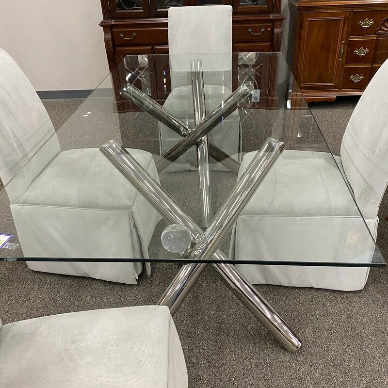 Chrome/ Glass Dining Table